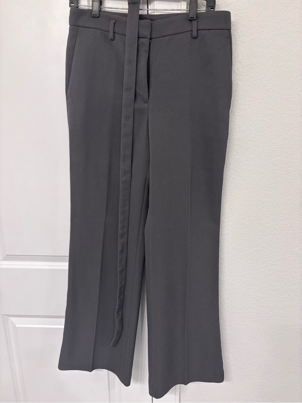 Ann Taylor Wide Leg Pants in Charcoal Gray with Self Belt